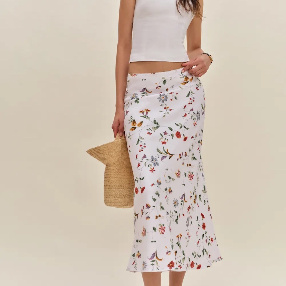 NEW Reformation Layla Floral Linen Skirt in Corsini